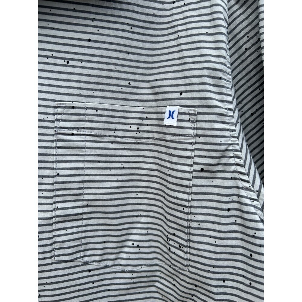 Hurley Shirt Size Xl Gray Stripe Button Down Current Style With Quality Fabric, - Picture 5 of 5